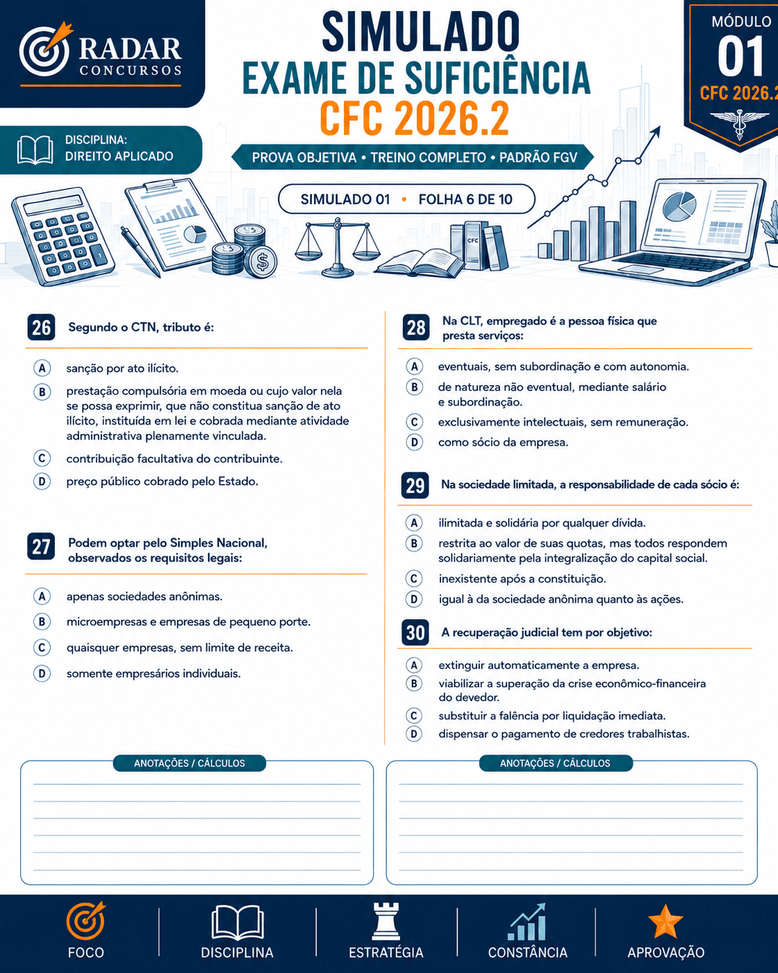 Amostra do simulado visual CFC